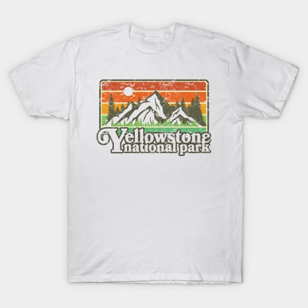 Yellowstone National Park Bison Buffalo Vintage Camping Hiking T-Shirt by kimmygoderteart